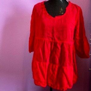 Tianello medium sheer red rayon top
